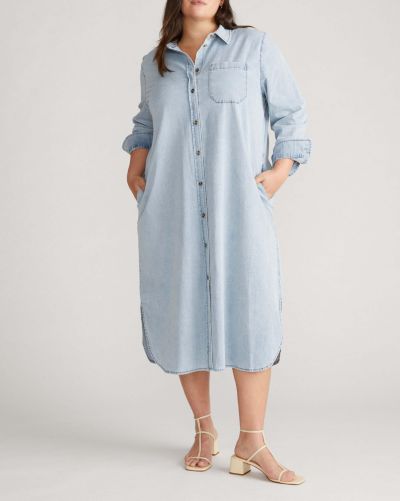 Universal Standard Women's Odeon Stretch Cotton Chambray Shirtdress