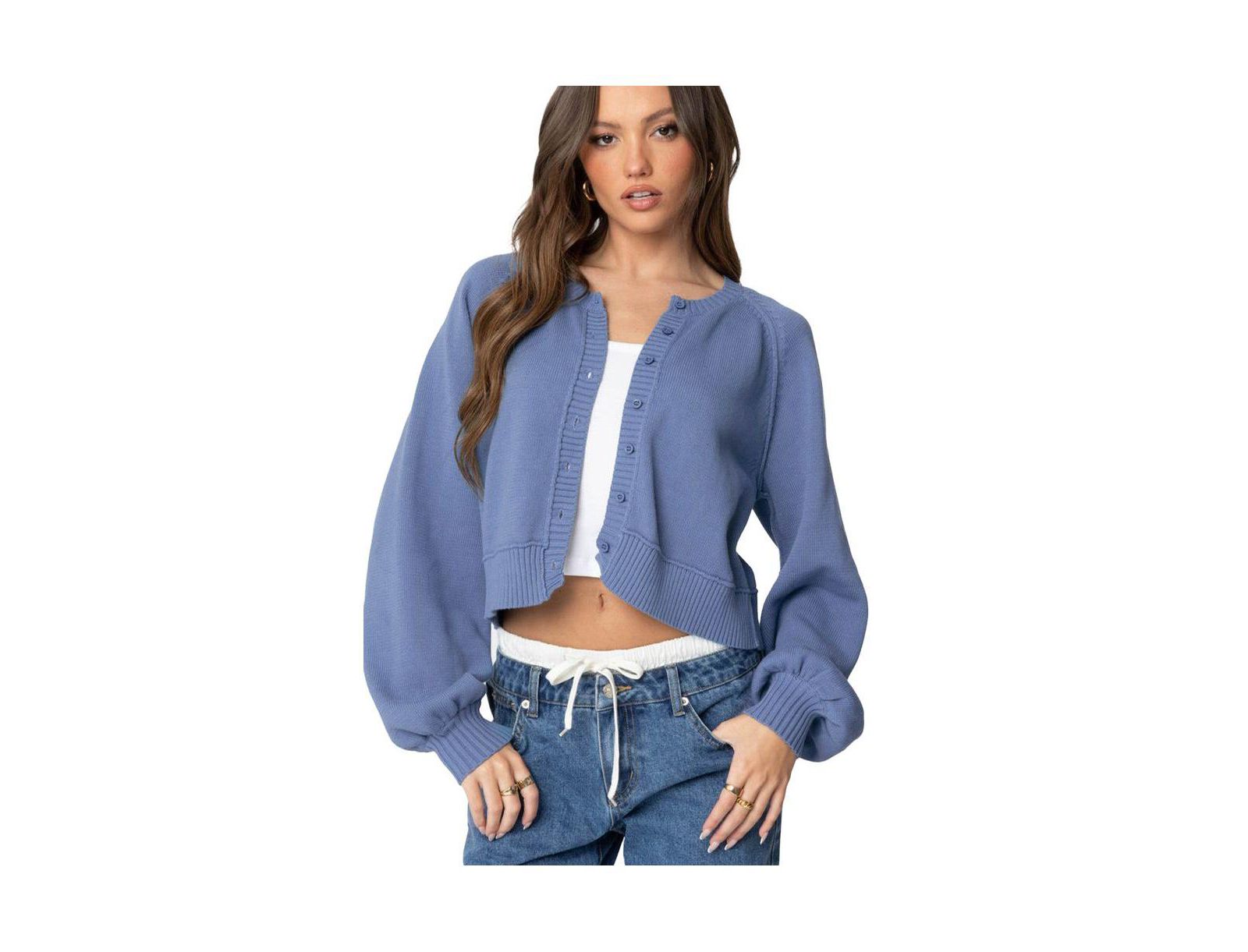 Edikted Women's Sammi Puff Sleeve Knit Cardigan