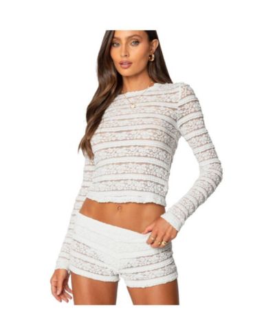 Женский прозрачный кружевной топ Edikted Maisley Sheer Lace Top