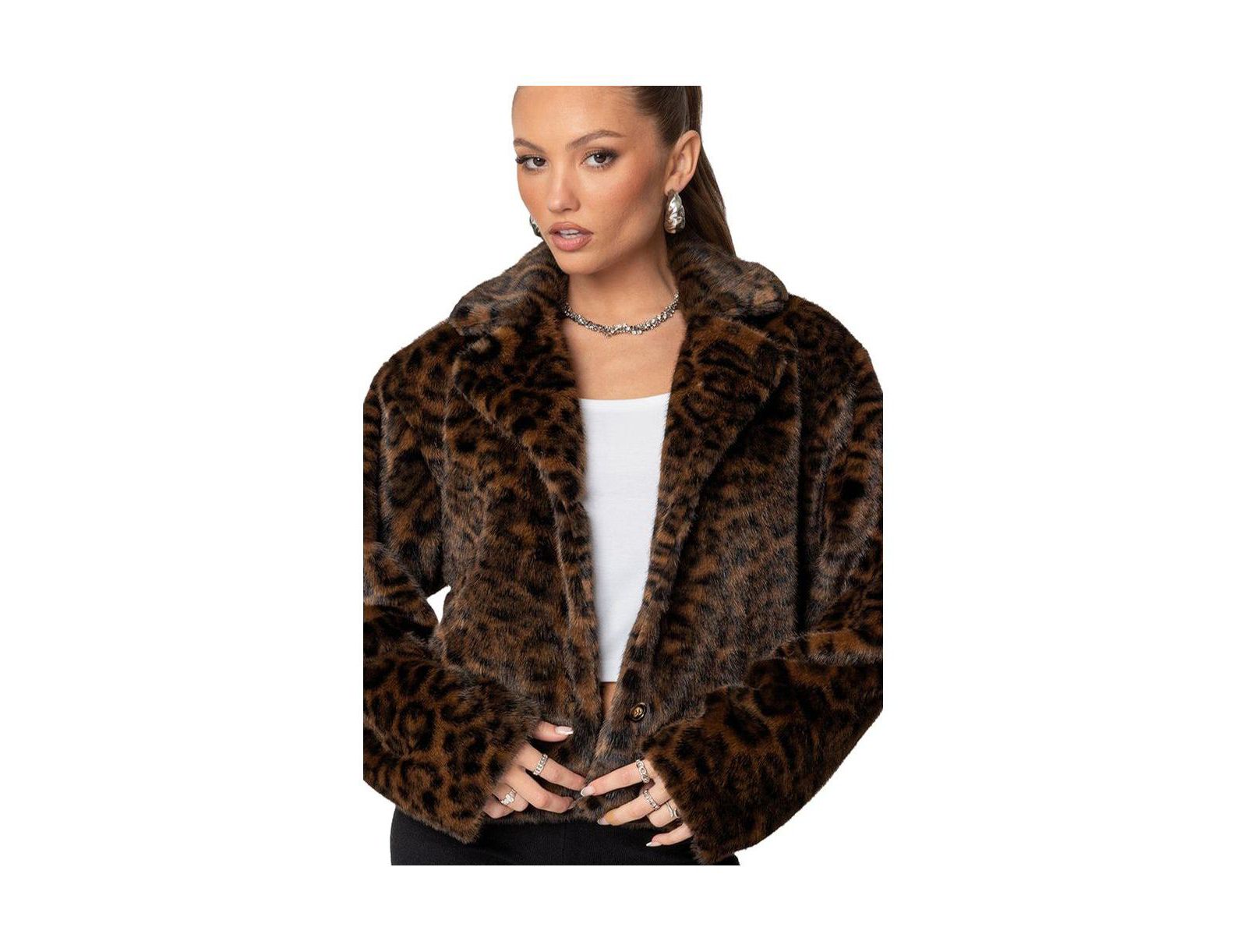 Edikted Women's Lady Leopard Faux Fur Jacket