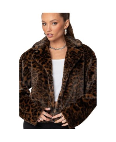 Женская куртка Edikted Womens Lady Leopard Faux Fur