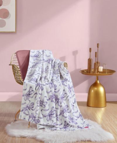 Betsey Johnson Ballet Bows Ultra Soft Plush Fleece Throw, 70" X 50"