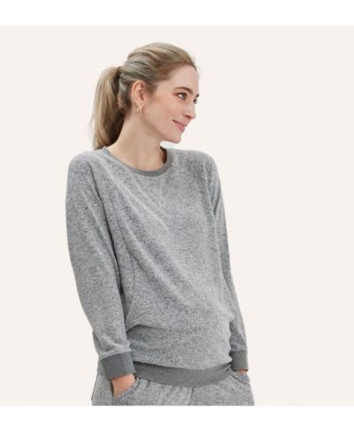 NOM Maternity Women's Heart On My Sleeve Hidden-Zip Nursing Sweatshirt