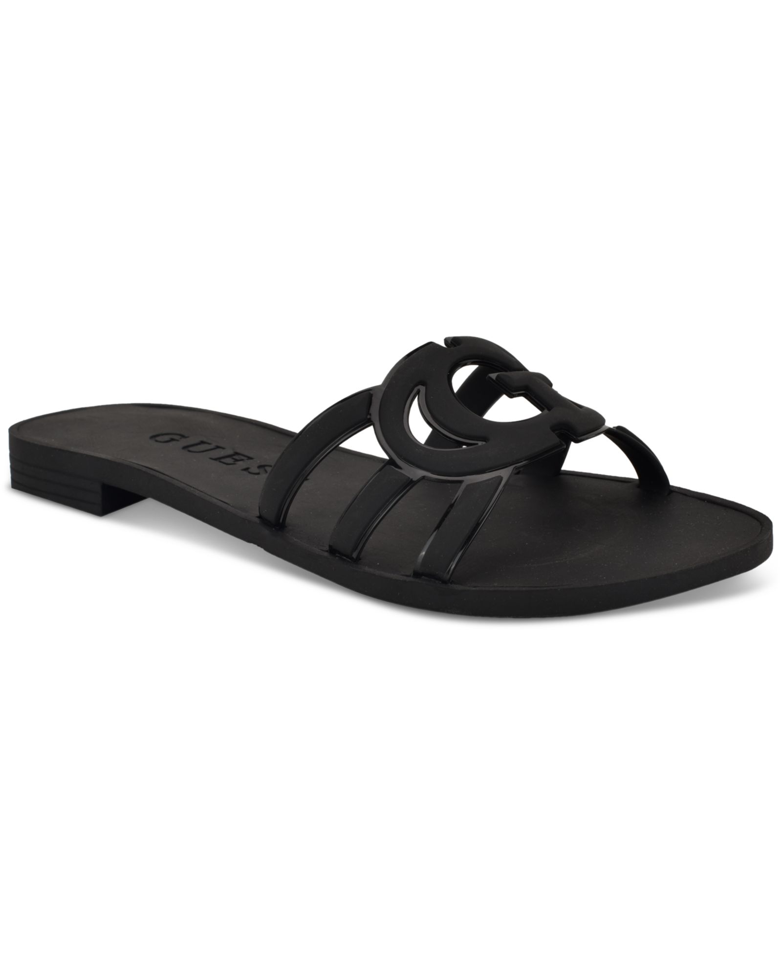 GUESS Women's Elyho Jelly Cutout Logo Flat Sandals