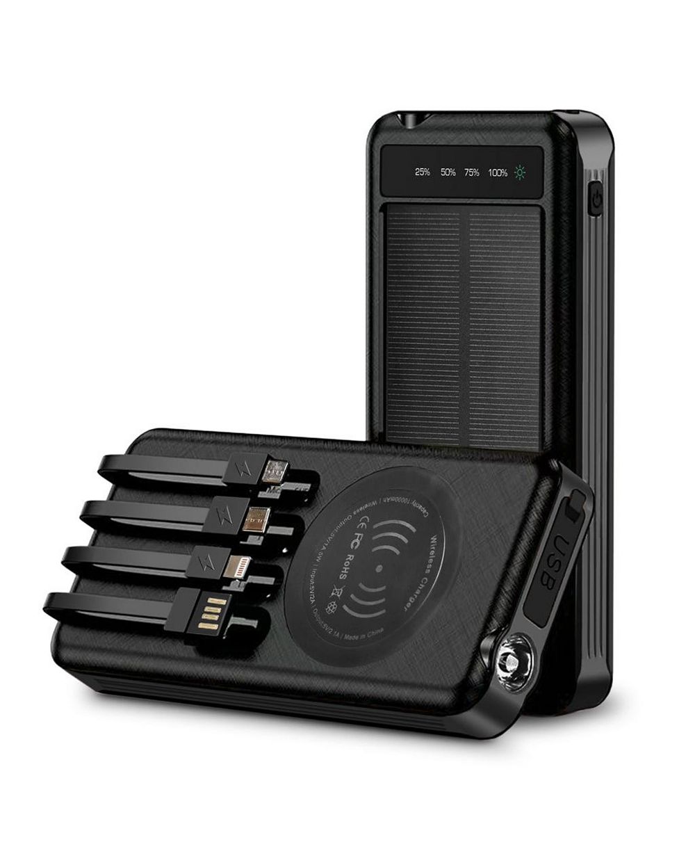 Alpha Digital 10,000mAh Solar Panel Wireless Charging Power Bank for Phones, Tablets, and Speakers