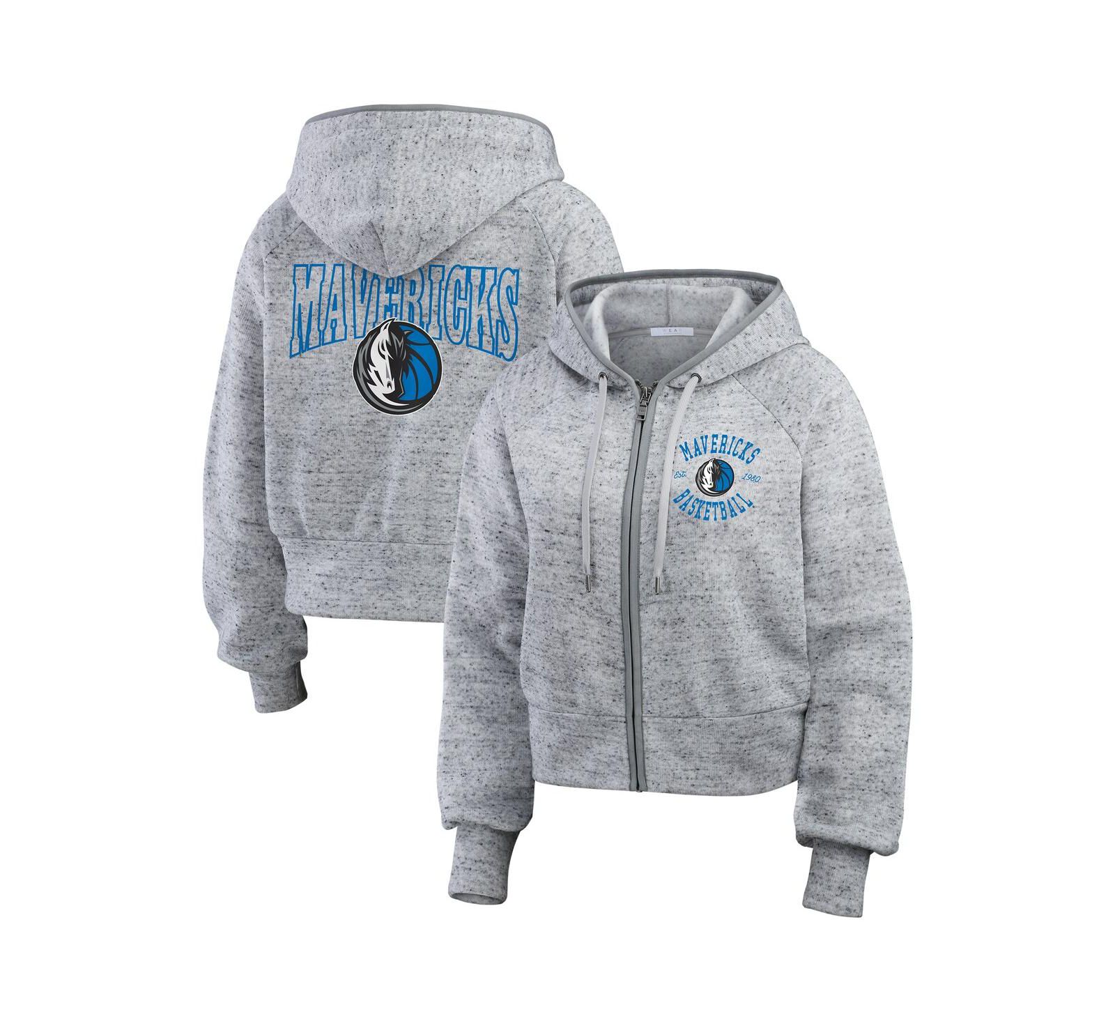 Женский свитшот WEAR by Erin Andrews Heather Gray Dallas Mavericks Speckled Radiator Full-Zip Hoodie