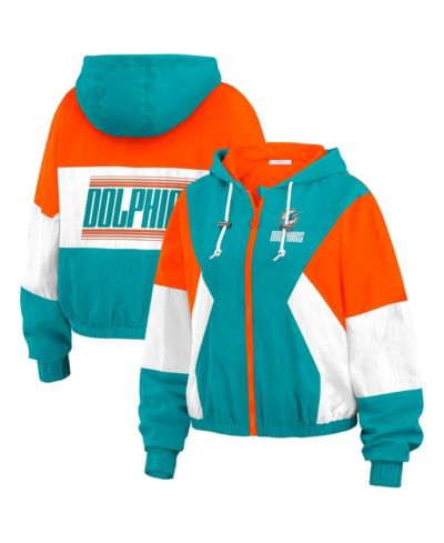 Женская ветровка WEAR by Erin Andrews Aqua Miami Dolphins Color Block Full-Zip Windbreaker Jacket