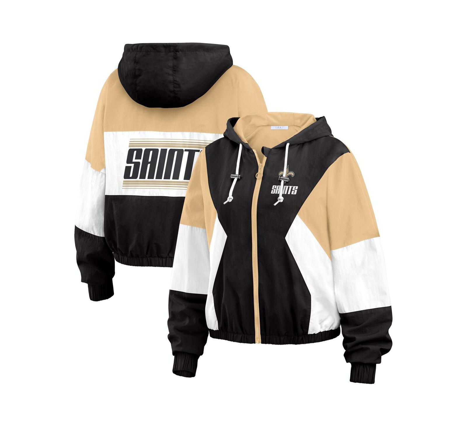 Женская ветровка WEAR by Erin Andrews New Orleans Saints Color Block с полной молнией, черная