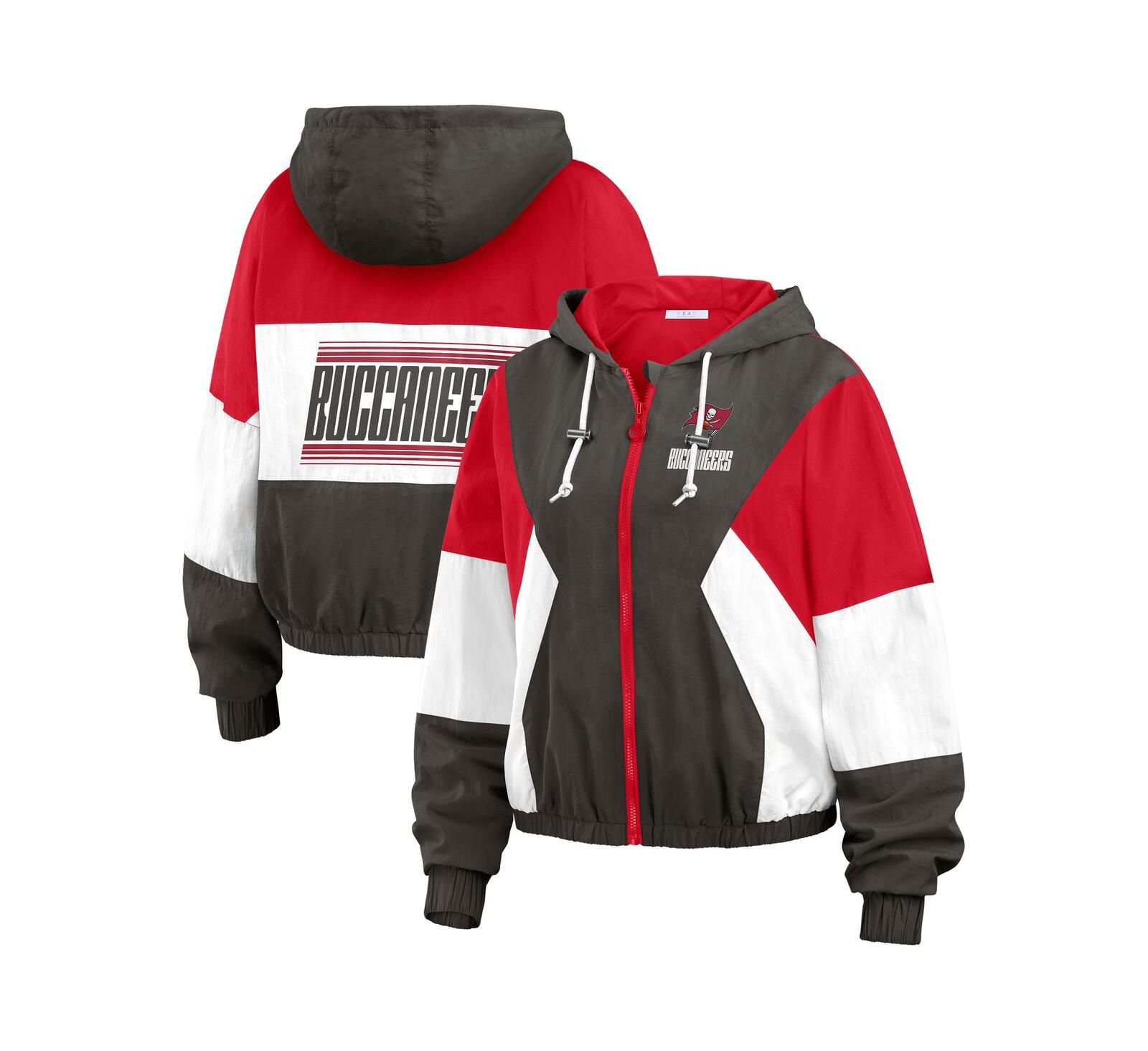 WEAR by Erin Andrews Женская ветровка с полной молнией Color Block красного цвета Tampa Bay Buccaneers