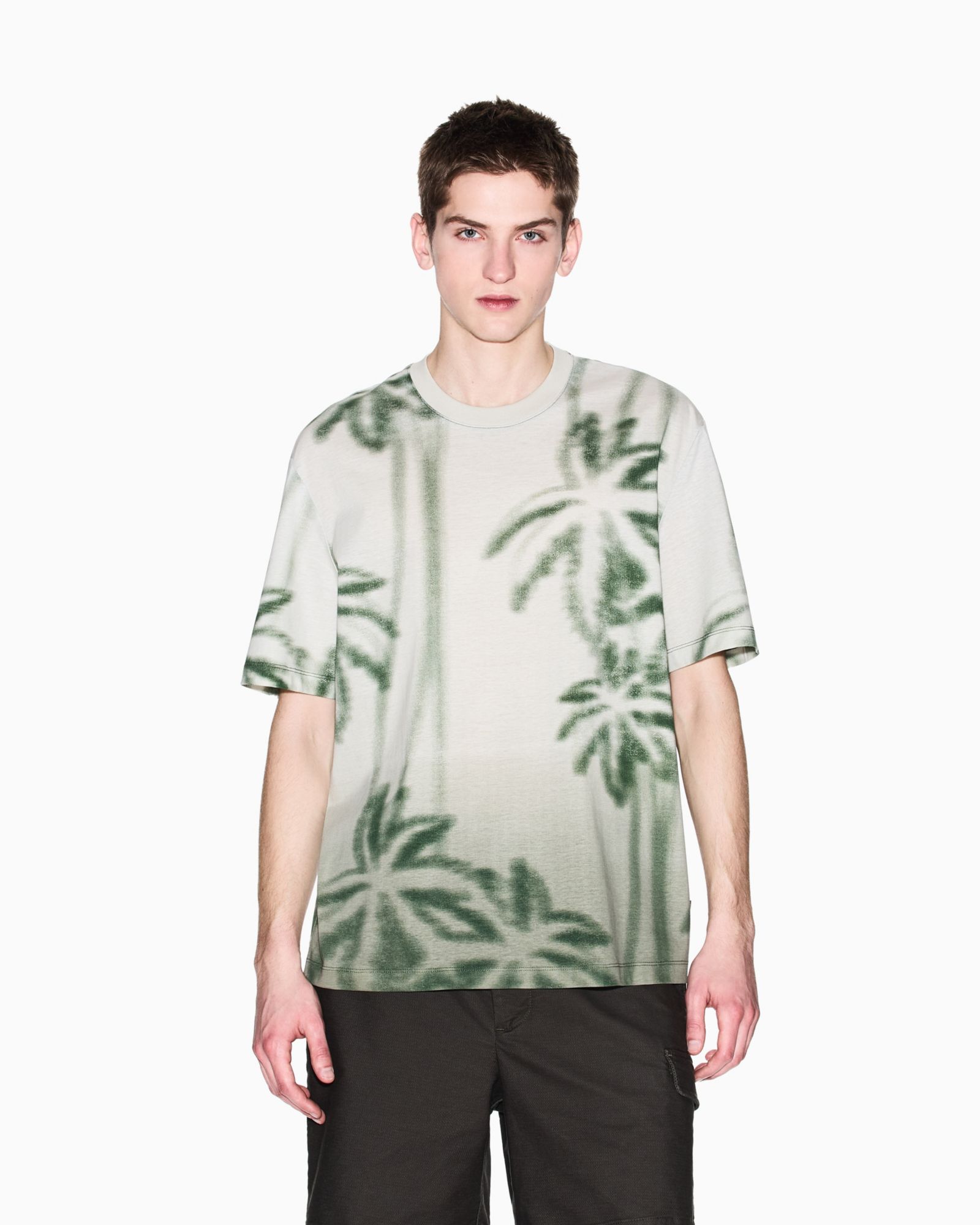 A|X Armani Exchange Мужская футболка с коротким рукавом и принтом Palm Tree