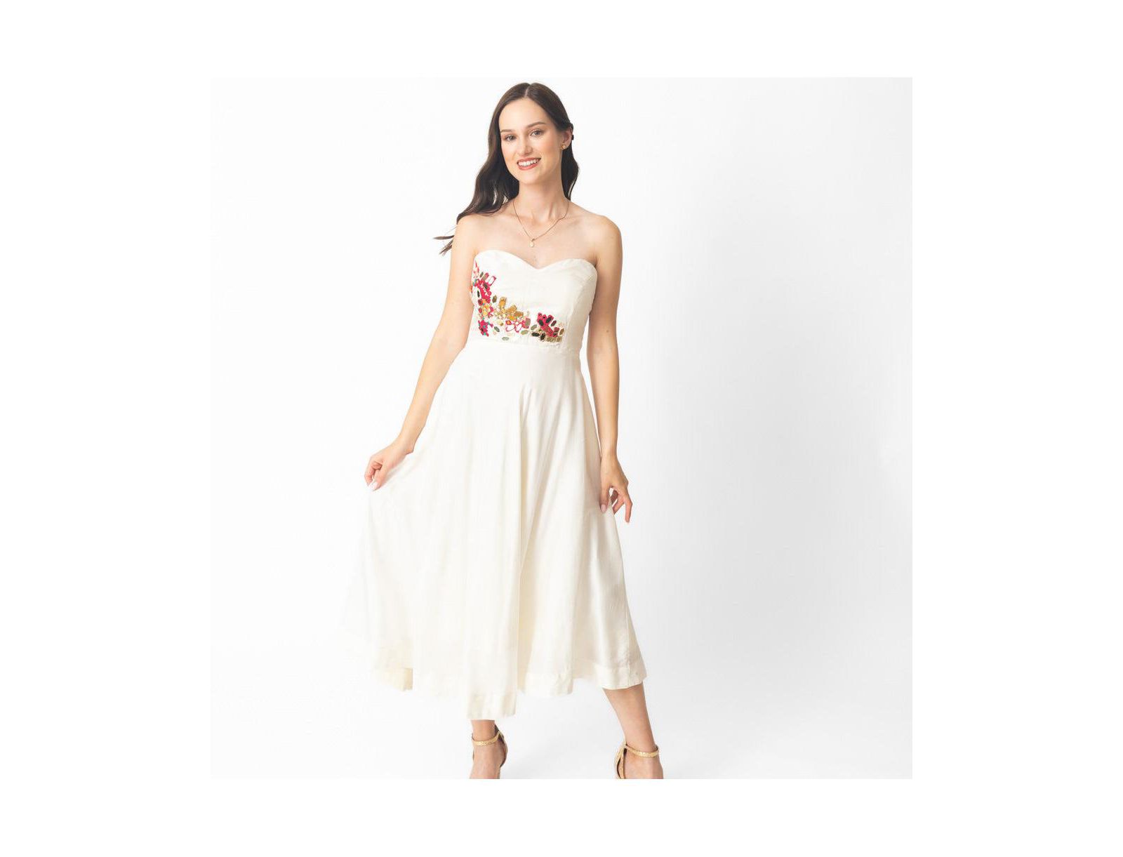 Женское платье RAAS Fit and Flare Midi с вышивкой на лифе