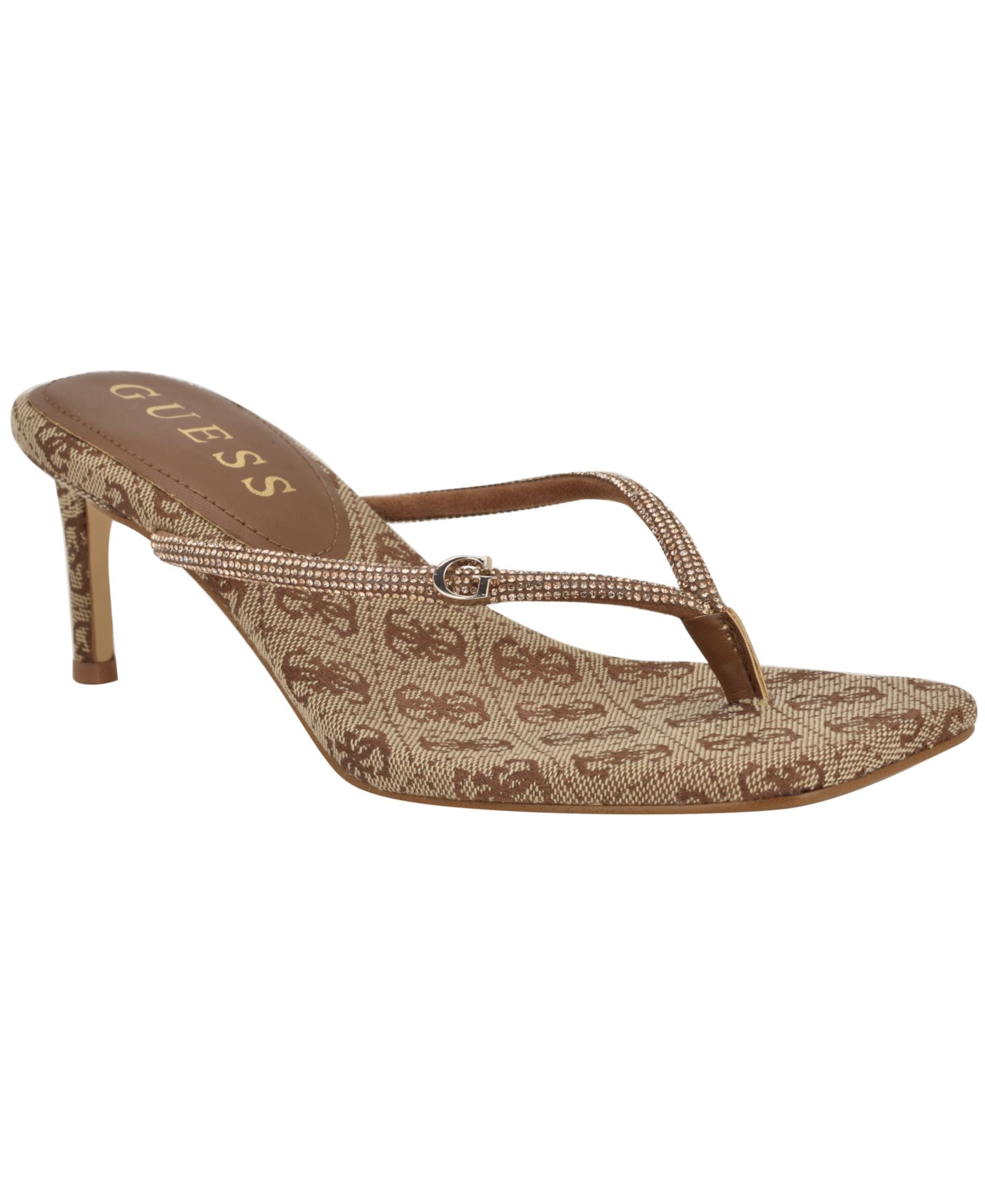 GUESS Женские сандалии Mayan Rhinestone Thong Kitten Heel