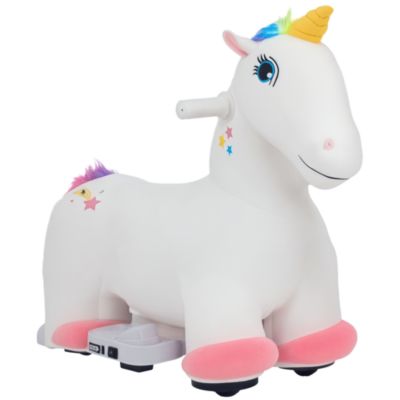Qaba 6V Electric Ride-On Unicorn with Music, 55-Lb. Capacity, Ages 18 Months–3 Years