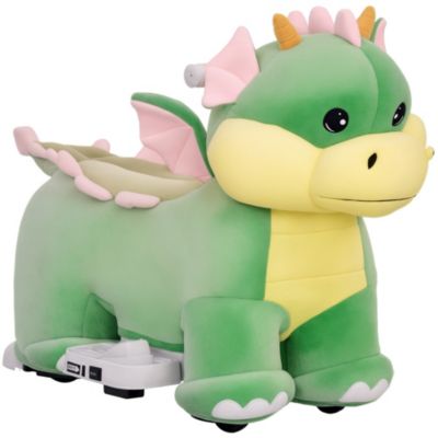 Qaba 6V Triceratops Battery-Powered Ride-On Toy with Music, 55 lb. Capacity, Ages 1.5+