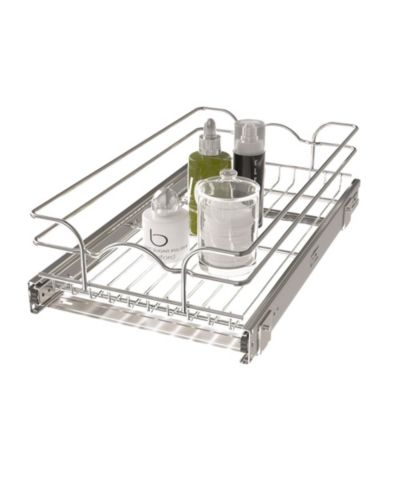 Rev-A-Shelf Pullout Basket Organizer for Kitchen or Vanity Cabinets,12 x 20 In,  5WB1-1220CR-1