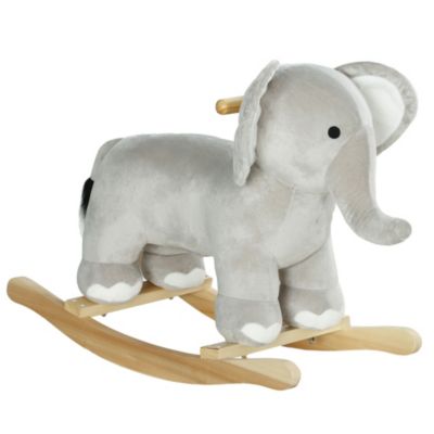 Qaba Elephant Rocker with Realistic Sounds Rocking Horse, 88 lbs. Capacity, Ages 2-4