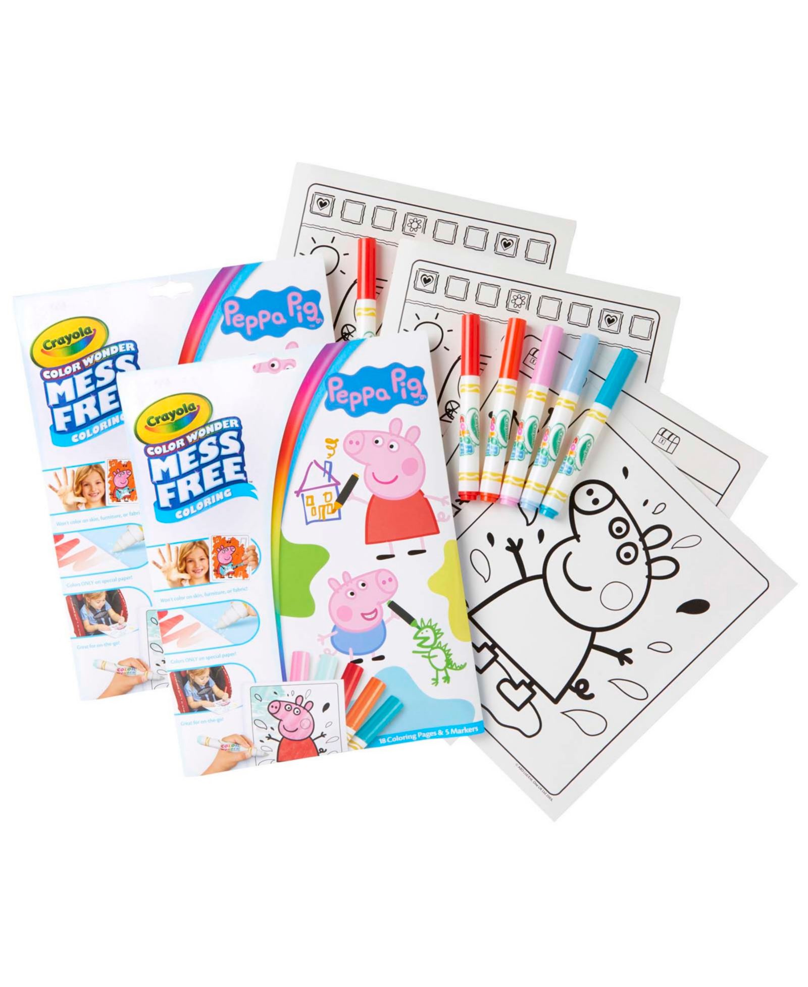 Детский набор для рисования Crayola Color Wonder Peppa Pig Mess Free Coloring Pad Markers, Pack of 2