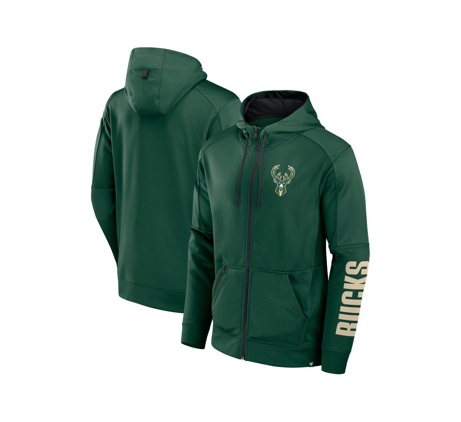 Мужской флисовый худи Fanatics Hunter Green Milwaukee Bucks Baller Defender