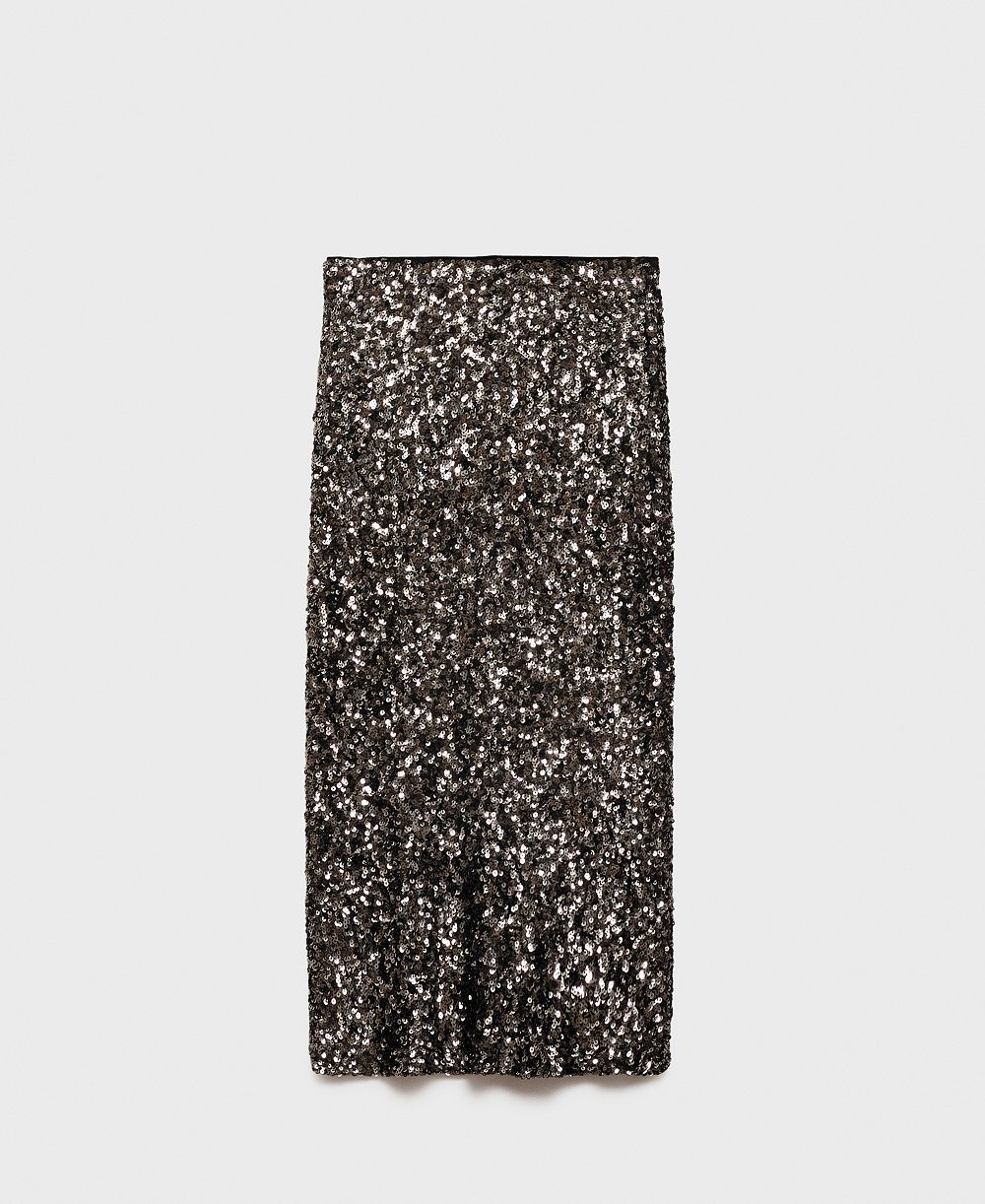 Mango Women's Sequin Midi Skirt