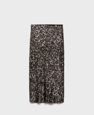Mango Women's Sequin Midi Skirt