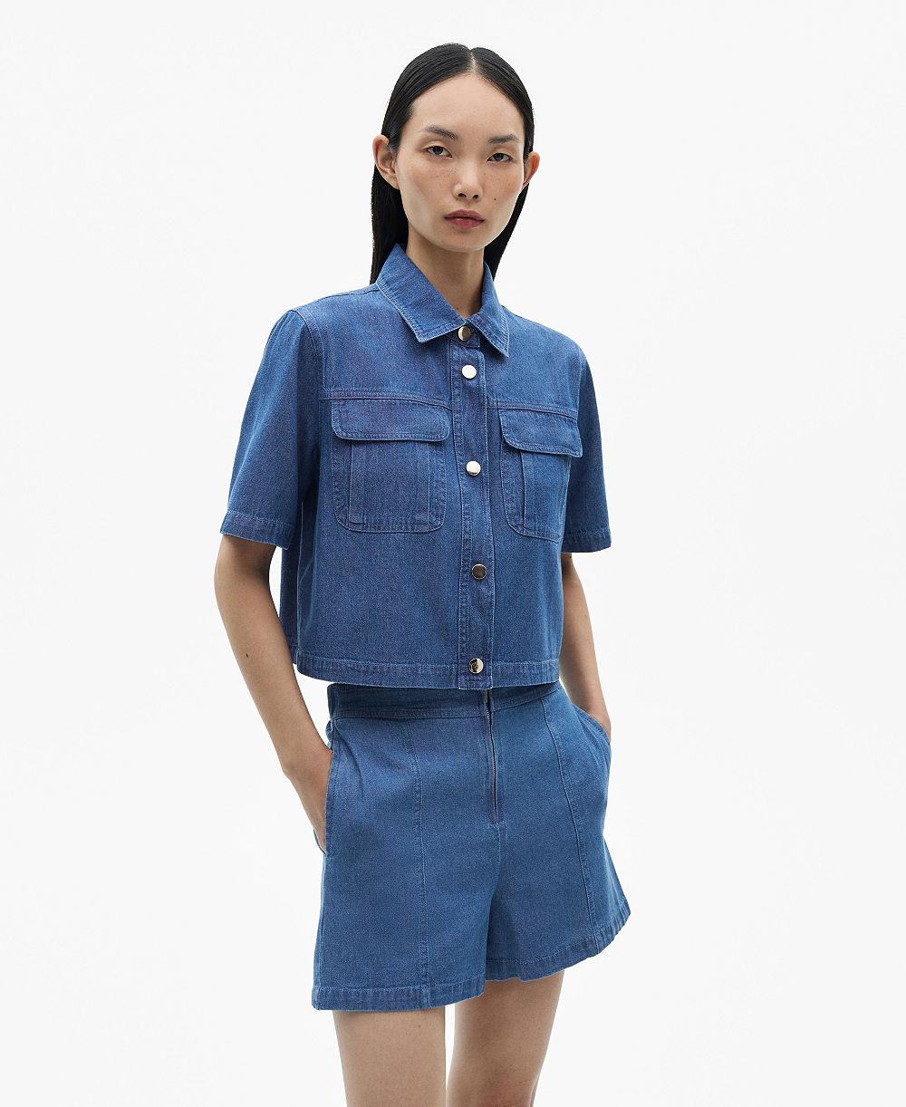 Женские шорты Mango Denim Effect Cotton