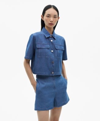 Mango Women's Denim Effect Cotton Shorts