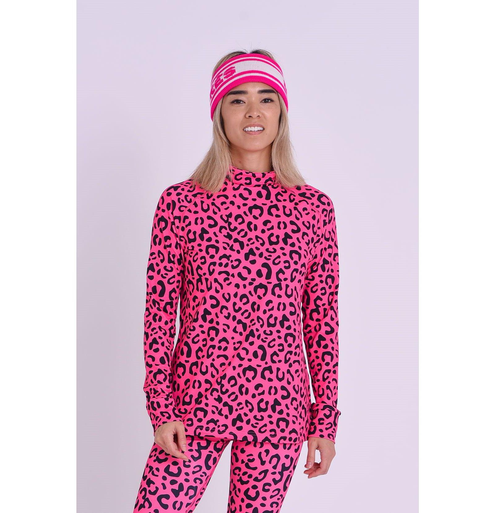 OOSC Women's Baselayer Top - Hotel California Pink Leopard