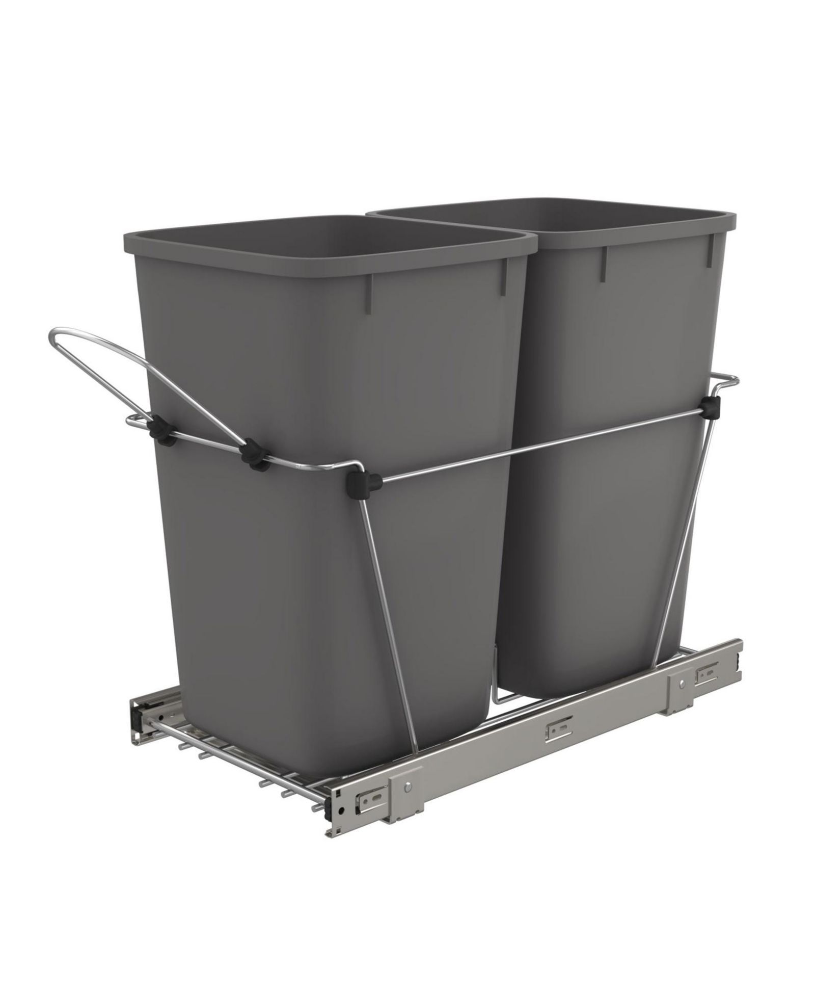 Rev-A-Shelf двойной выдвижной мусорный бак 27 qt для кухни, серый, RV-15KD-13C-S