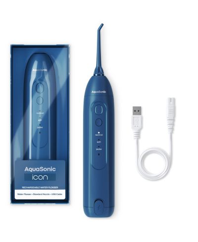 AquaSonic Icon Electric Water Flosser - Rechargeable, Included Jet Tip, Charging Cord, Home & Travel Use