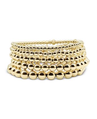 Non-Tarnishing Gold filled, 3mm, 4mm, 5mm, 6mm, & 7mm Gold Ball Stretch Bracelet Stack, Stack of 5