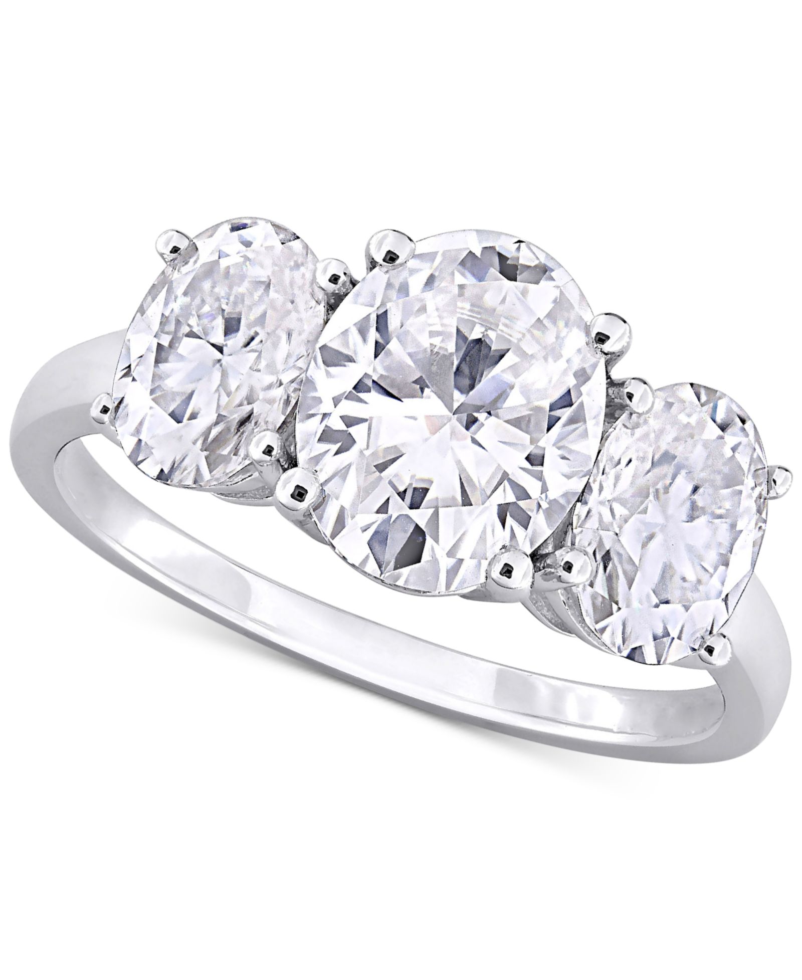 Кольцо Macy's Moissanite Three Stone в серебре 925 пробы