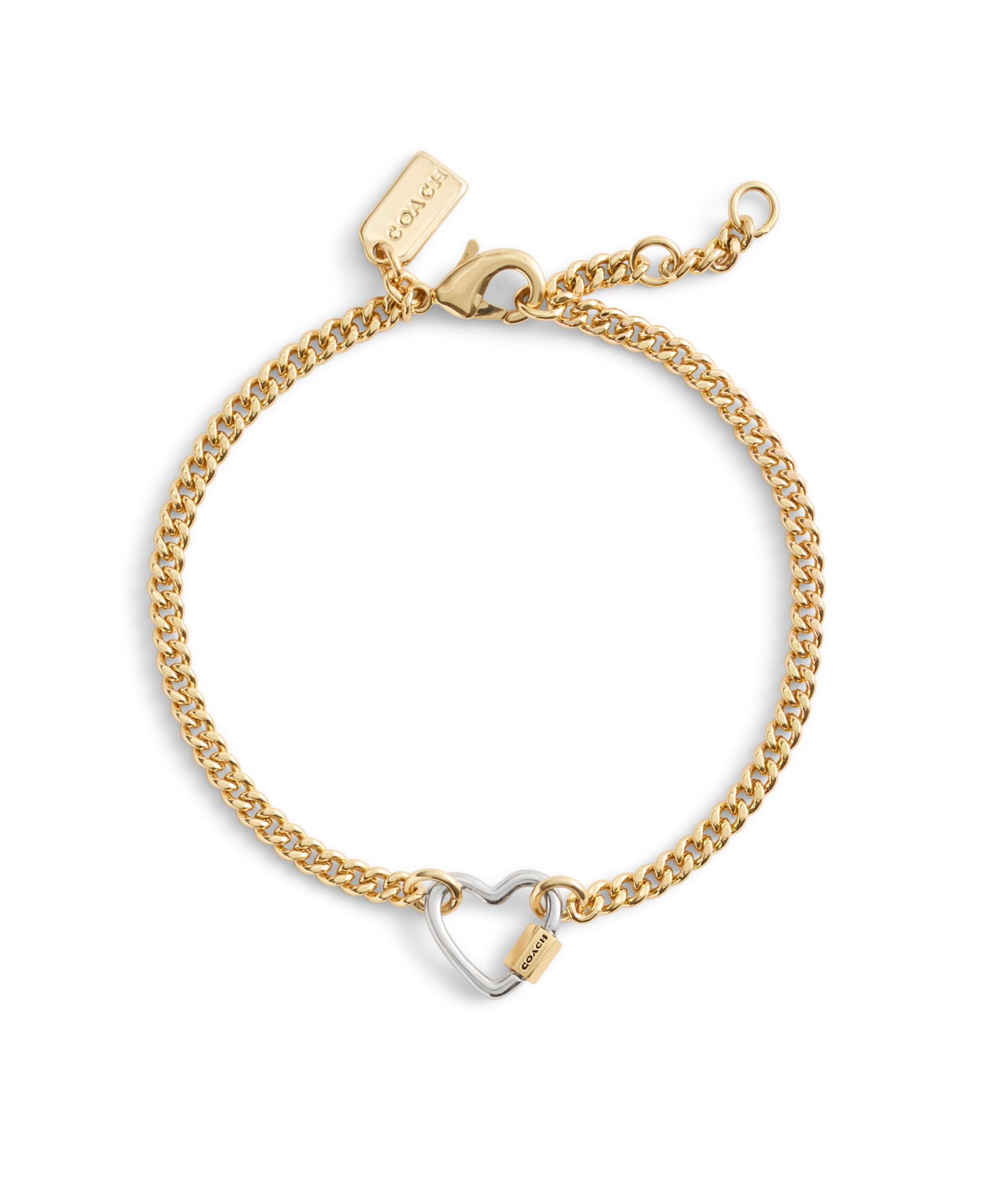 Браслет COACH Two-Tone Signature Carabiner Heart Link