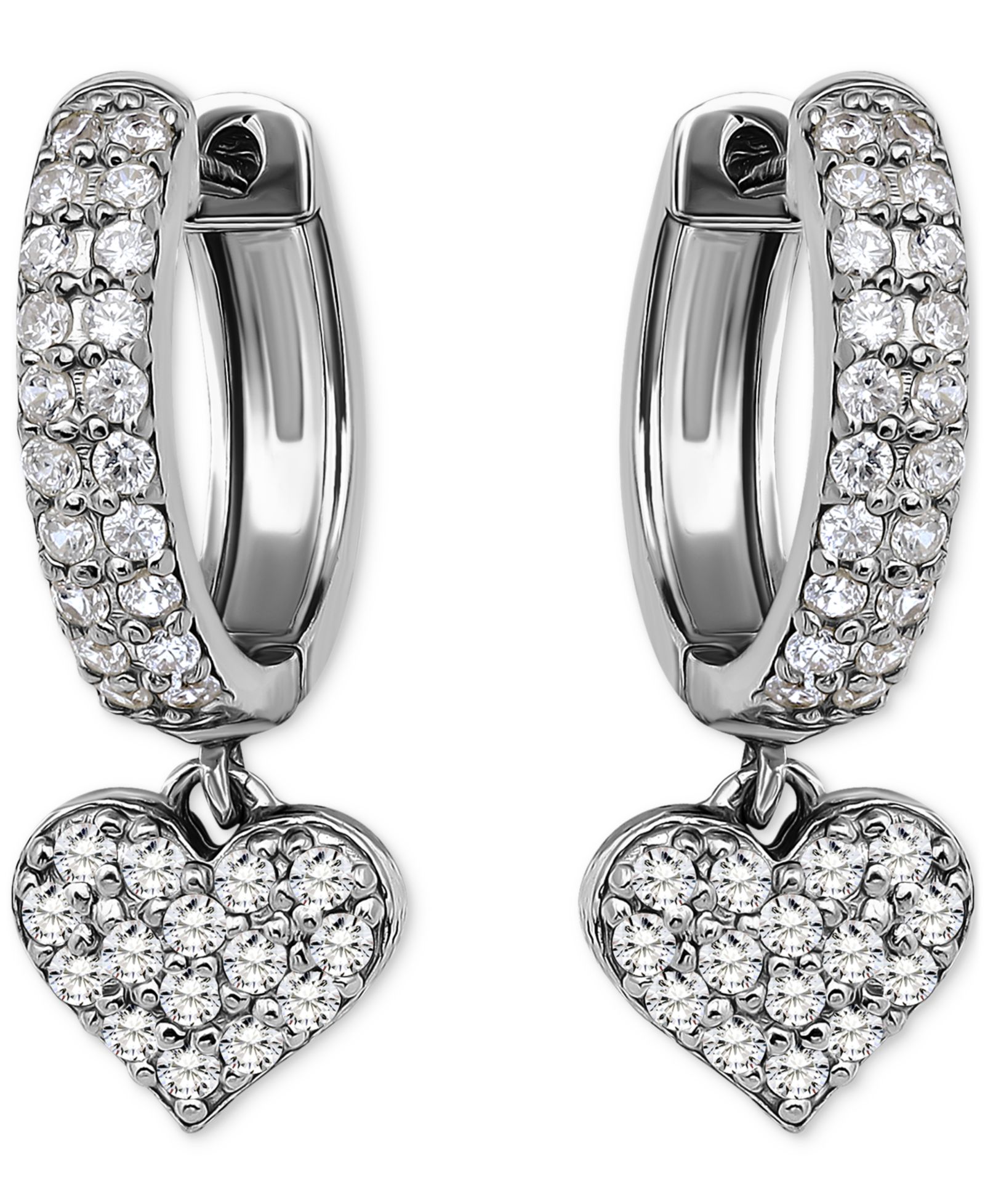 Серьги-кольца Giani Bernini Cubic Zirconia Heart Charm