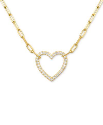 Giani Bernini Cubic Zirconia Heart Pendant Necklace, 16" + 2" extender,  Exclusively at Macy's