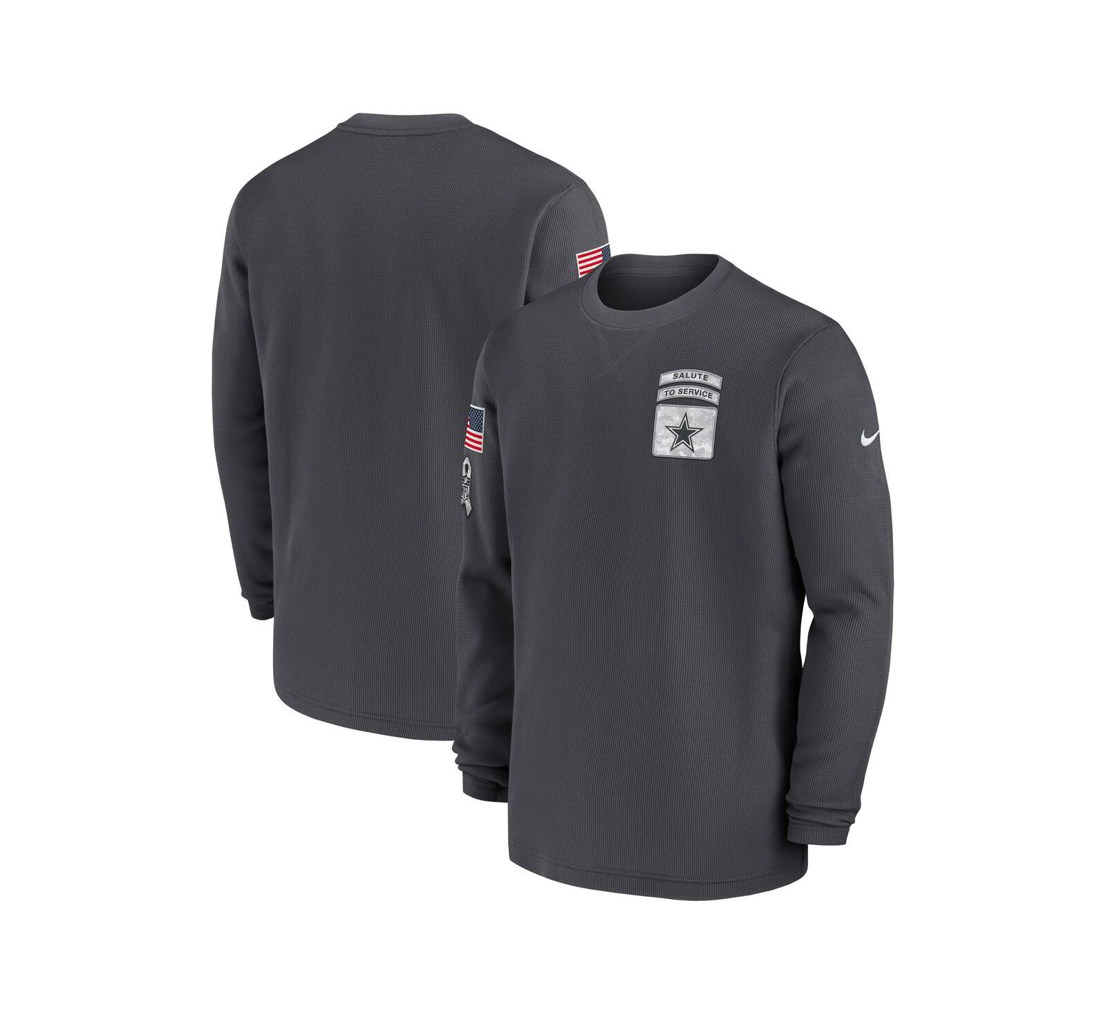 Nike Мужская футболка с длинным рукавом Dallas Cowboys 2024 Salute to Service Anthracite