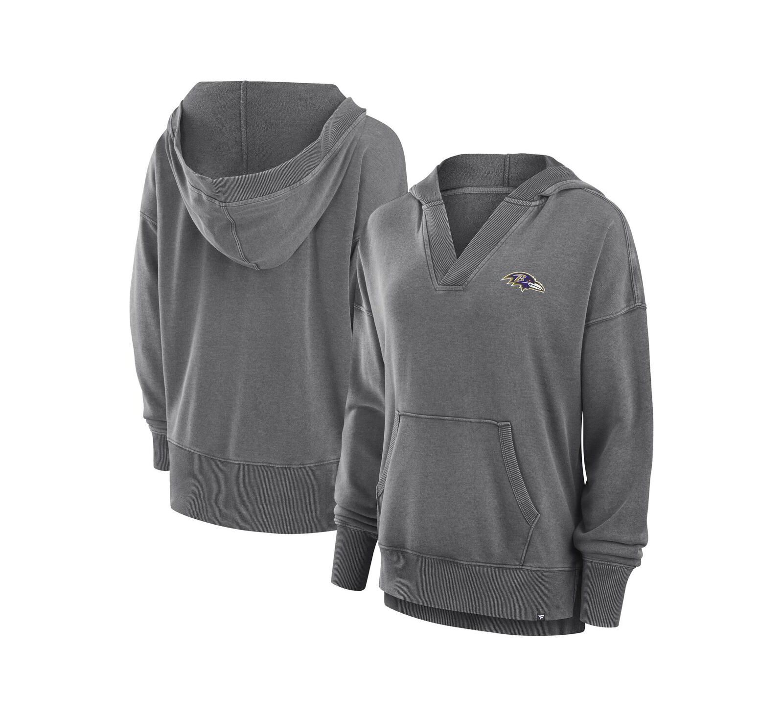 Женское худи Fanatics Heather Charcoal Baltimore Ravens Initiative Snow Wash French Terry V-Neck