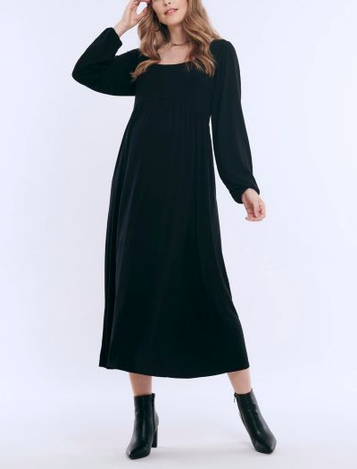 Motherhood Maternity Women's Long Sleeve Empire Waist Maxi Dress - Motherhood