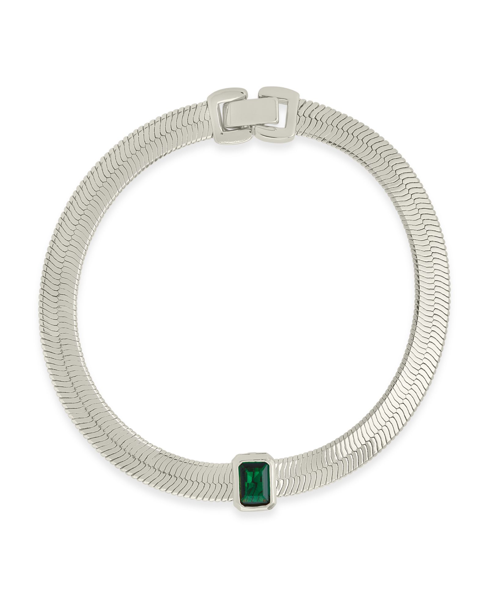 Браслет Sterling Forever Calder Station Cubic Zirconia Herringbone Chain
