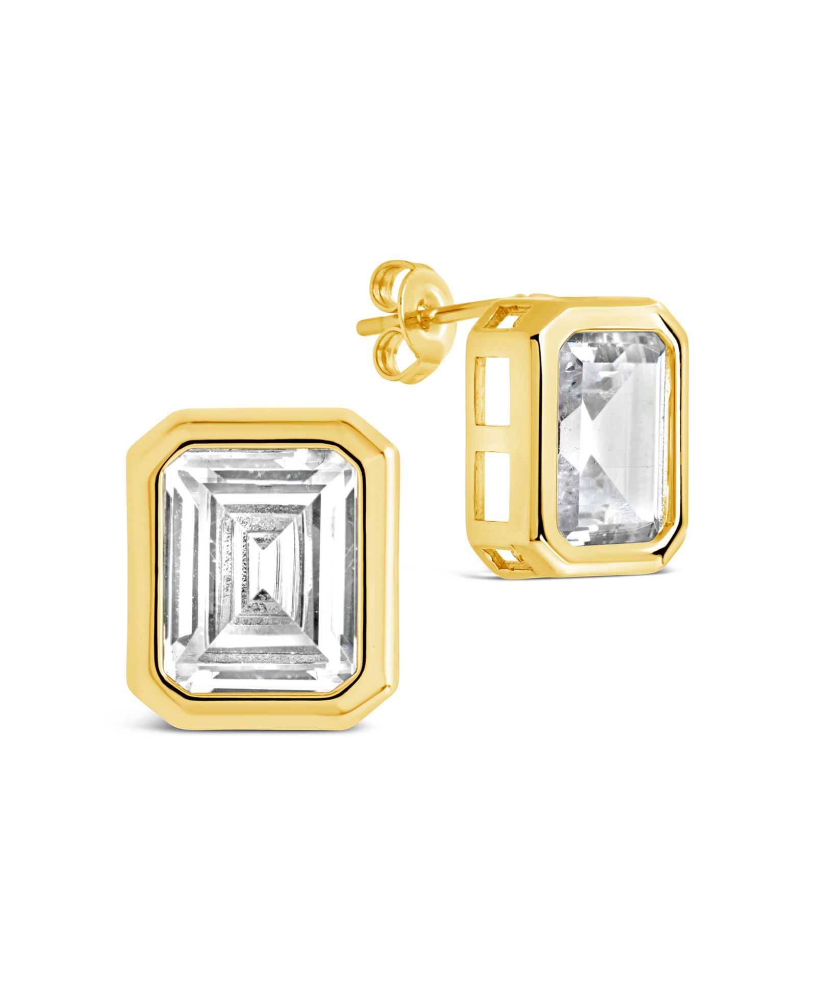Серьги-гвоздики Sterling Forever Camille Bezel Cubic Zirconia