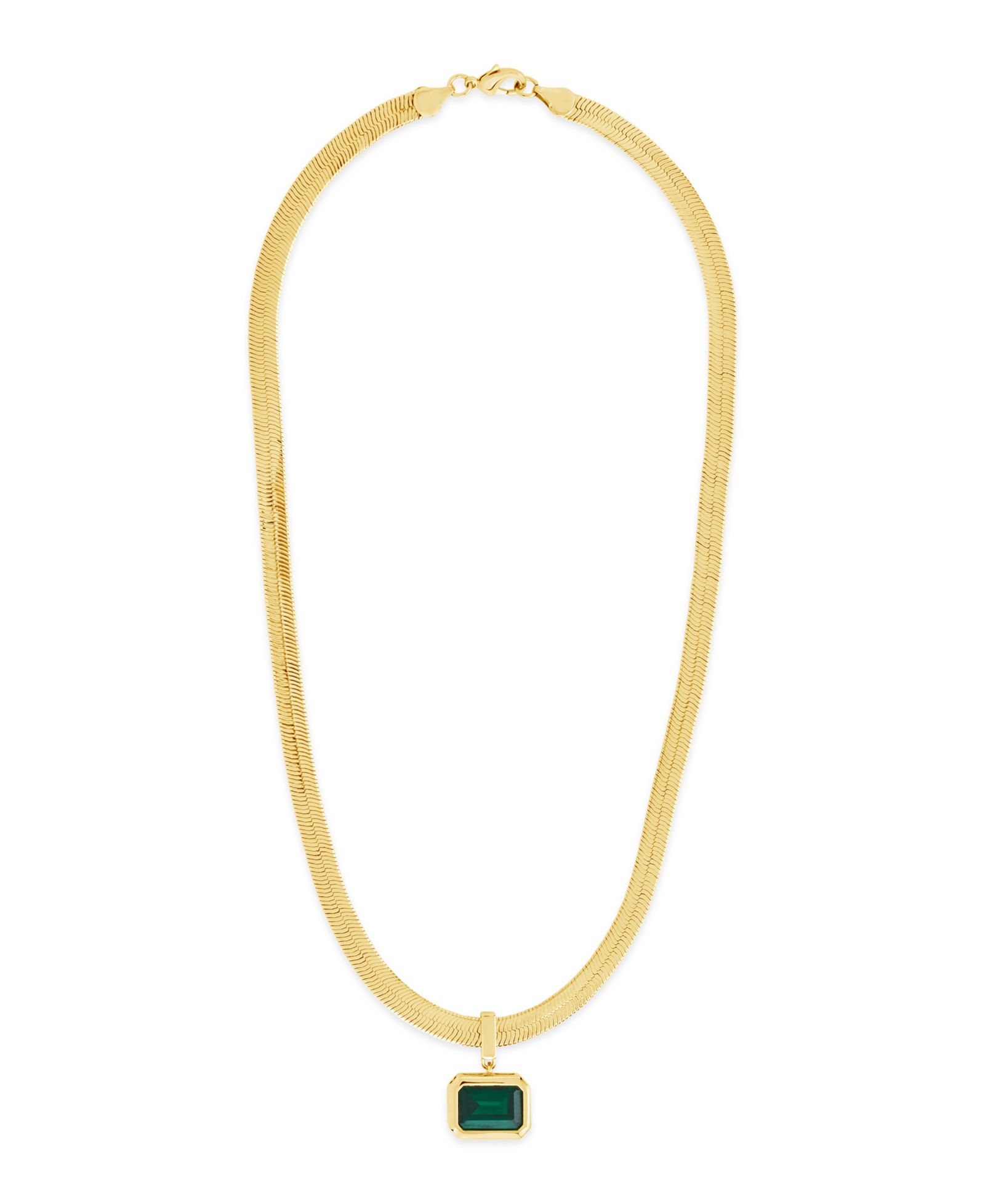 Sterling Forever Calder Cubic Zirconia Herringbone Pendant Necklace