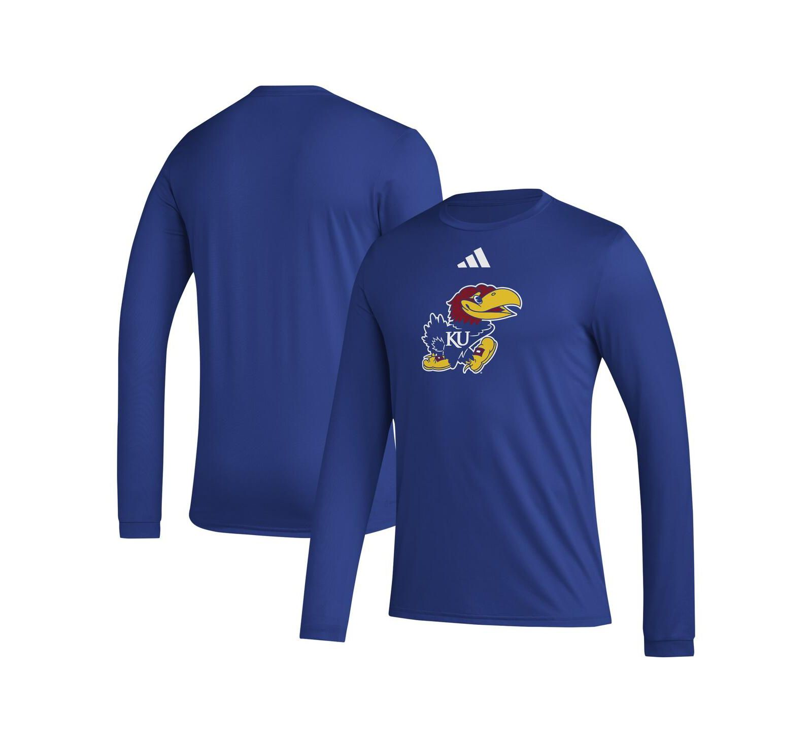 Adidas Men's Royal Kansas Jayhawks Primary Locker Logo Pre-game Long Sleeve T-shirt