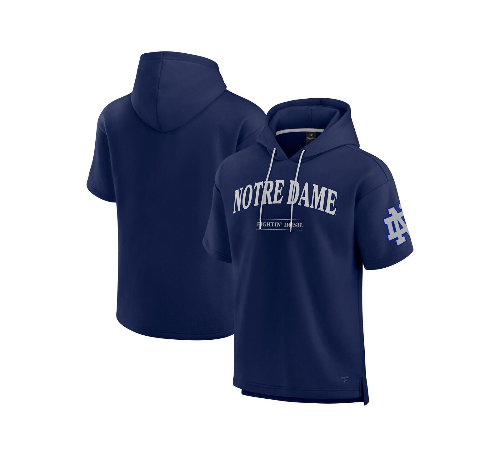 Fanatics Men's Navy Notre Dame Fighting Irish Ready Short Sleeve Pullover Hoodie