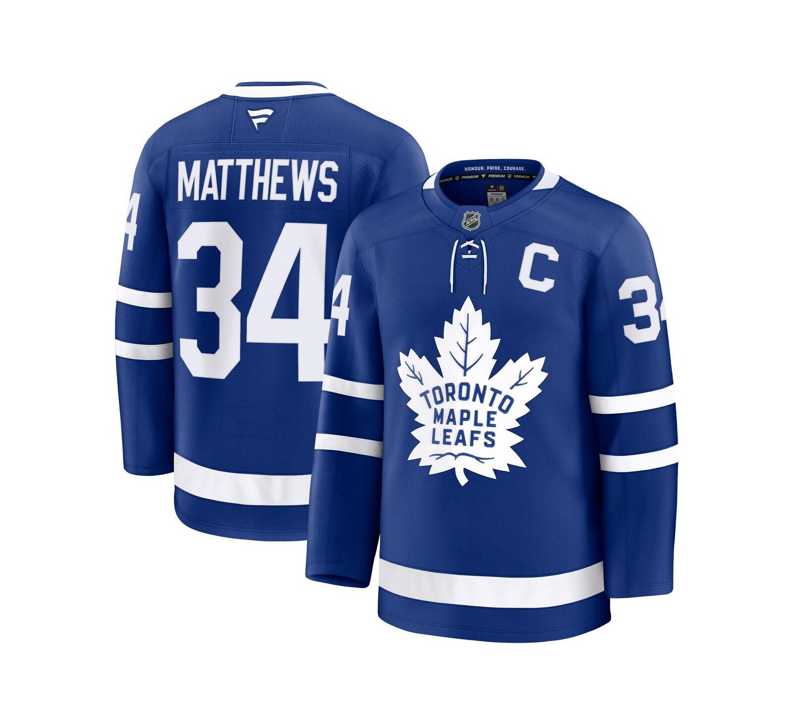 Мужская джерси Fanatics Auston Matthews Blue Toronto Maple Leafs Captain Patch Home Premium