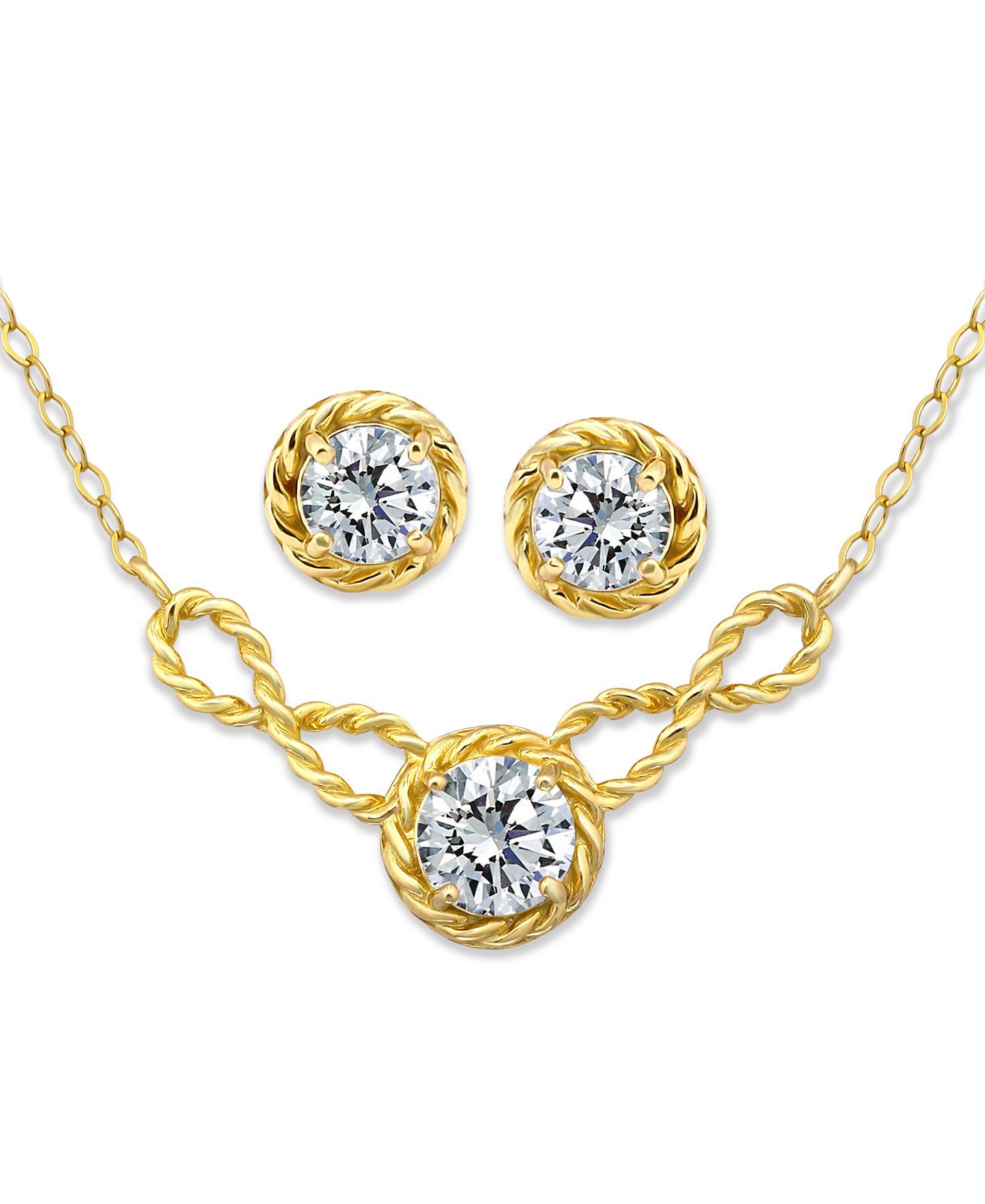 Giani Bernini 2-Pc. Set Cubic Zirconia Infinity Rope Necklace & Stud Earrings in 18k Gold, 16" + 2" extender, Exclusively at Macy's