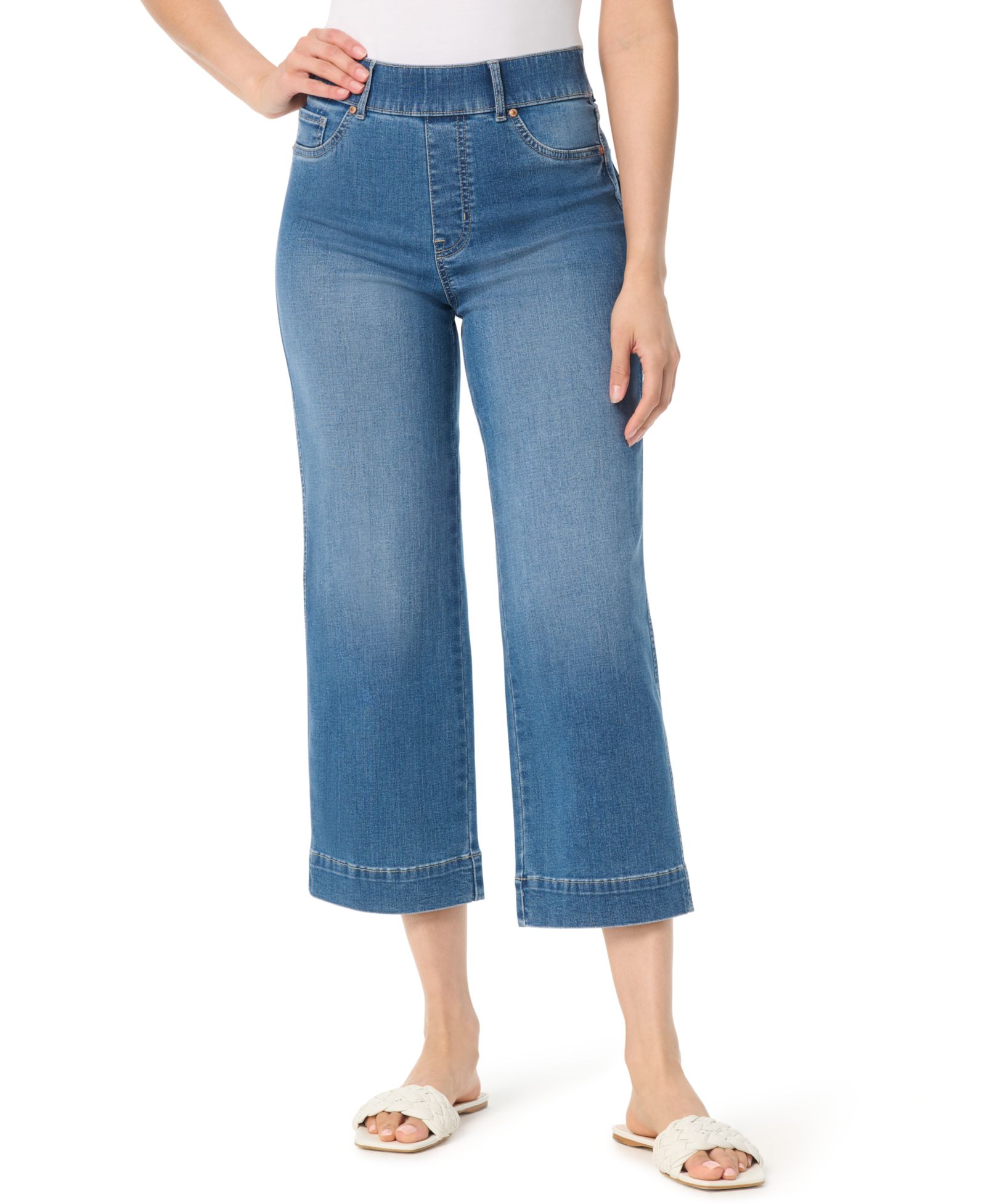 Gloria Vanderbilt Women's Shape-Effect Wide-Leg Cropped Pull-On Jeans
