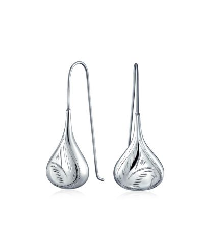 Bling Jewelry серьги-подвески из стерлингового серебра.925 с дизайном Etched Leaf