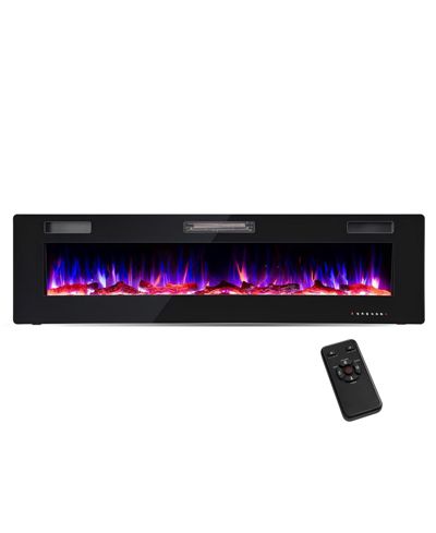 Электрический камин SUGIFT 68 Inch Ultra-Thin Recessed Wall Mounted с декором из кристаллов