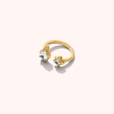 Joey Baby регулируемое кольцо Luna с сердечком, позолоченное 18K