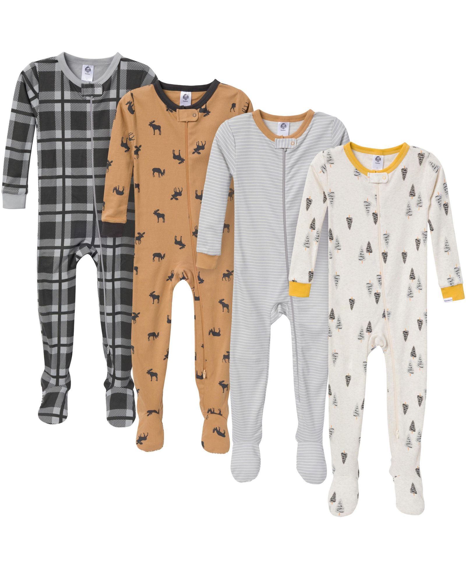 Gerber Детский Snug Fit Footed Pajamas, 4-Pack, Farm