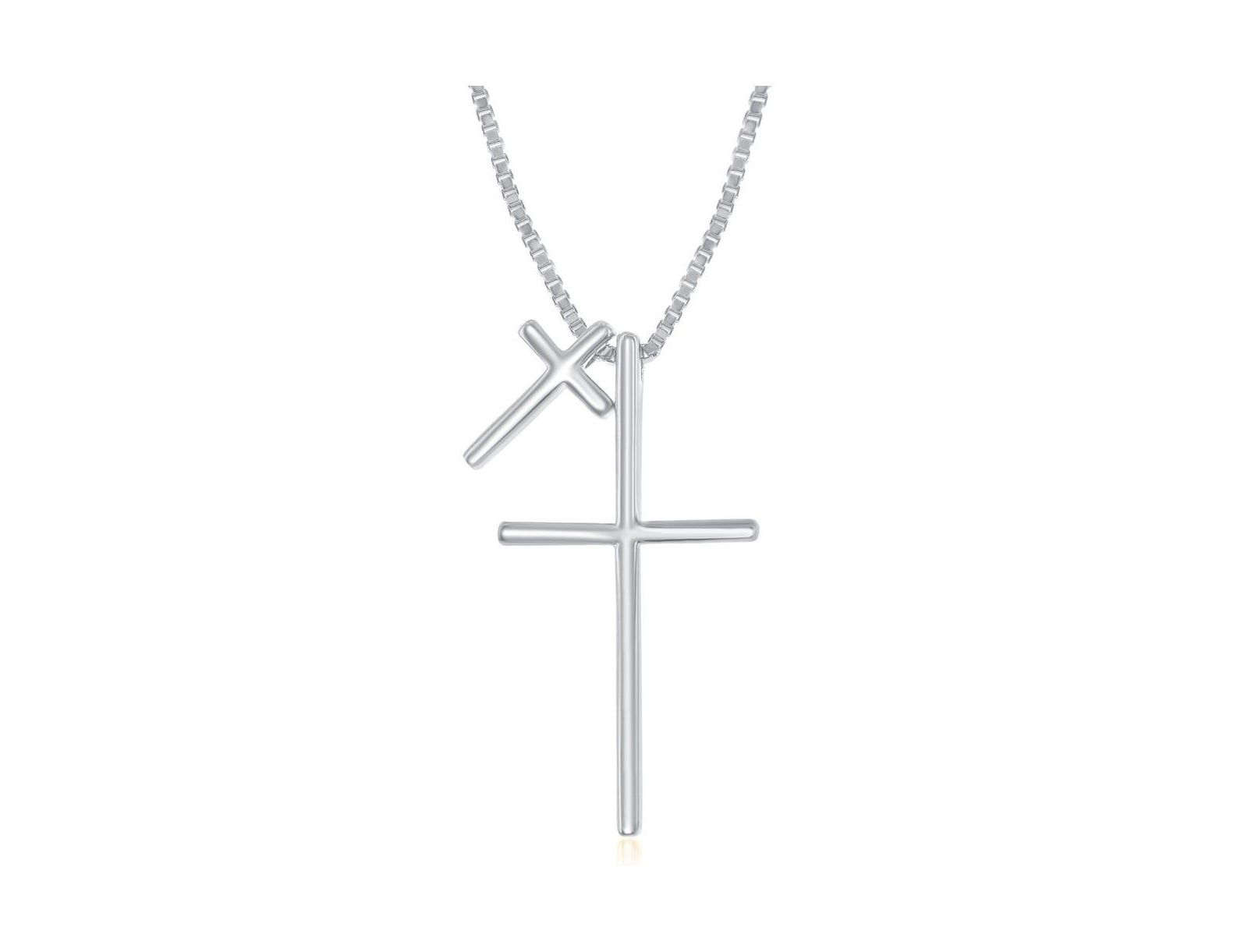 Simona Sterling Silver Double Cross Necklace
